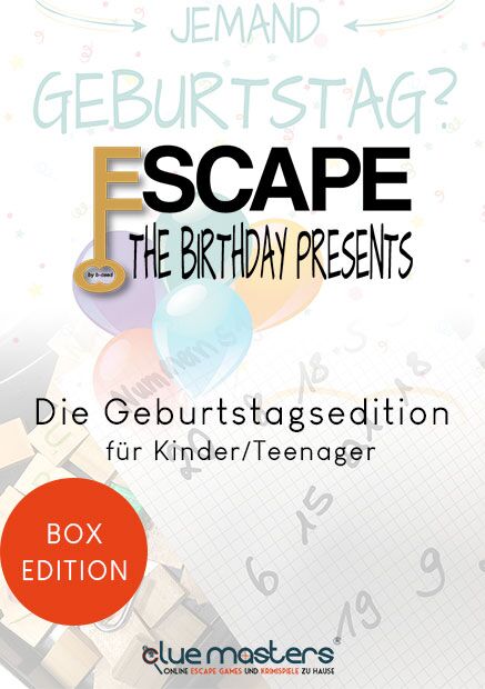 Escape the Birthday in der Box direkt nach Hause geschickt | Cluemasters Escape Game zum Geburtstag